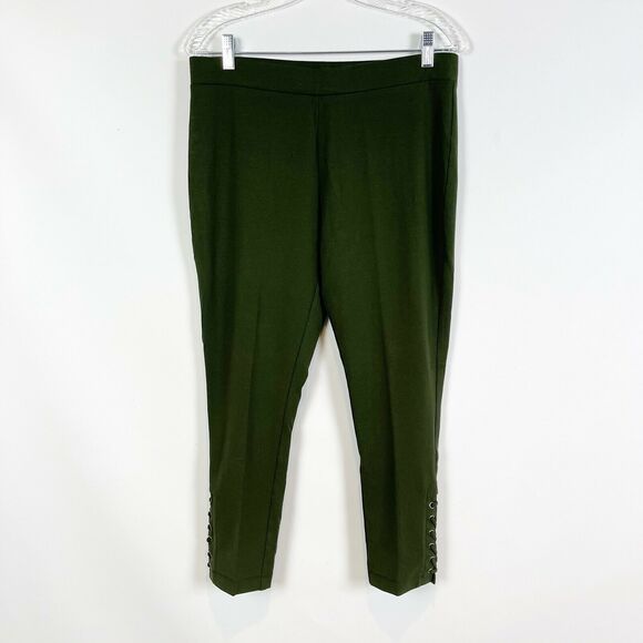 Susan Graver Womens Legging XXS Loden Green Lacing Premium Stretch NWOT - Picture 5 of 8